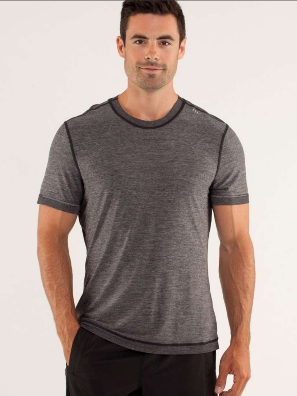 Lululemon Mens Reverse Sprint Short Sleeve In Heathered Black Size Medium